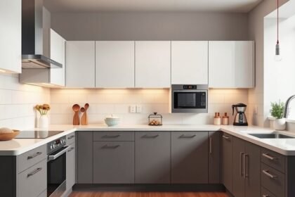 Modern konyha beépített gépekkel és eszközökkel