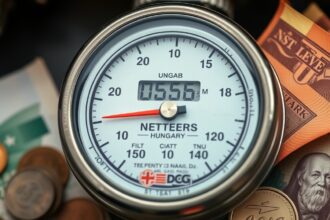 Földgáz mérőóra Magyarországon, pénzérmékkel és bankjegyekkel