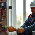 Gáz visszakötés munkálatait végző szakember