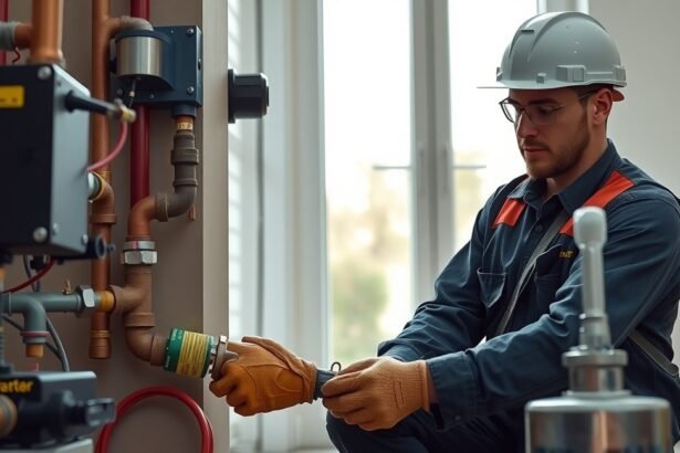 Gáz visszakötés munkálatait végző szakember