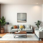 Modern lakásmodern berendezéssel és világos terekkel.