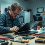 Laptop akkumulátor cserélés szerszámokkal és szakemberrel