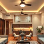 Modern LED világítás egy elegáns nappaliban