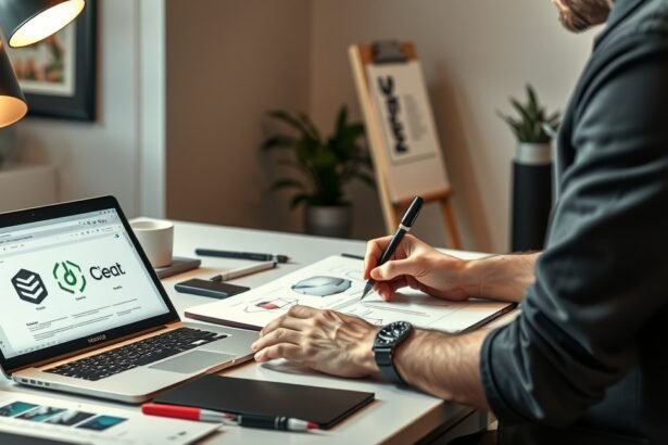 Grafikus logótervezés közben a számítógépén