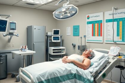 Májátültetés előkészítése egy kórházi szobában