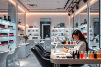 Manikűr és pedikűr szalon elegáns belső tér