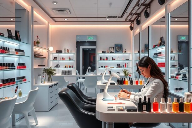 Manikűr és pedikűr szalon elegáns belső tér