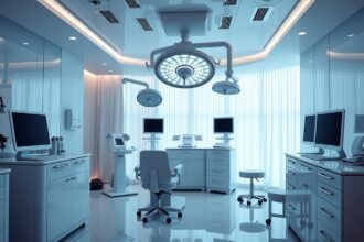 Modern sebészeti rendelő mellplasztika műtétekhez