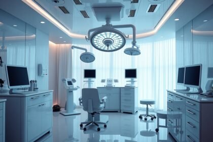 Modern sebészeti rendelő mellplasztika műtétekhez