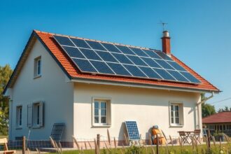Napelemes rendszer egy ház tetőjén Magyarországon
