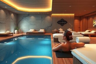 Wellness hotel medencéje pihenő vendéggel