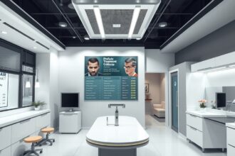 Modern hajbeültető klinika belső tere