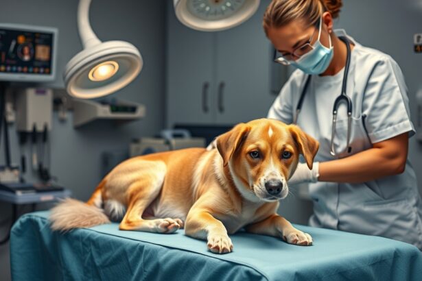 Nőstény kutya ivartalanítása állatorvosi rendelőben