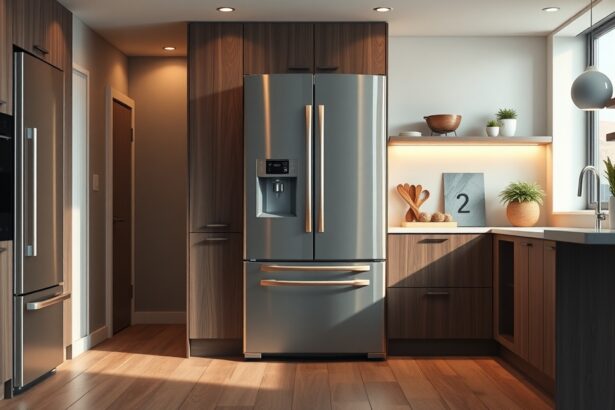 Modern okos hűtőszekrény egy stílusos konyhában