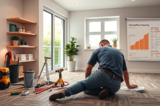 Padlófűtés kiépítése lebonyolítása, különféle szerszámokkal