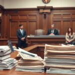 Jogi eljárás és költségek áttekintése bírósági teremben.