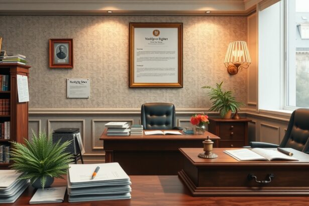 Jogi iroda belső nézet, haszonélvezeti jog bejegyzést jelezve.