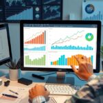 SEO analitika grafikonok számítógépen, digitális marketing