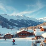 Síelők a hóval borított osztrák hegyekben