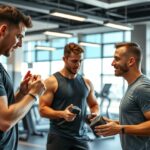 Pályakezdő személyi edzők beszélgetnek a konditeremben.