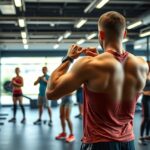 Személyi edzés modern edzőteremben, emberek edzenek.