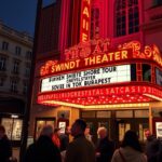 Szinész és nézők a Swindt Színház előtt Budapesten