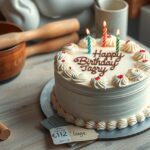 Születésnapi torta zöld és kék gyertyákkal, árja €112, díszítve.