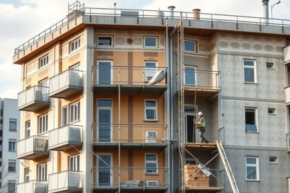 Társasház homlokzati szigetelésének munkálatai