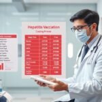 Hepatitis védőoltás költségei orvosi rendelőben, oltási információkkal.