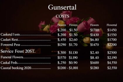 A temetési költségek részletes listája, csekkek és virágok árai.