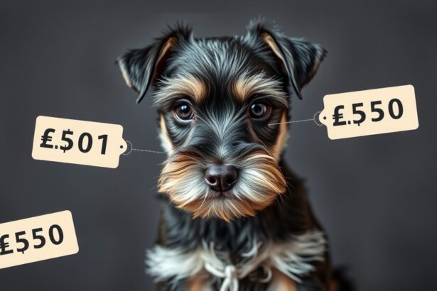 Törpe schnauzer kutya árak, £501 és £550 címkékkel