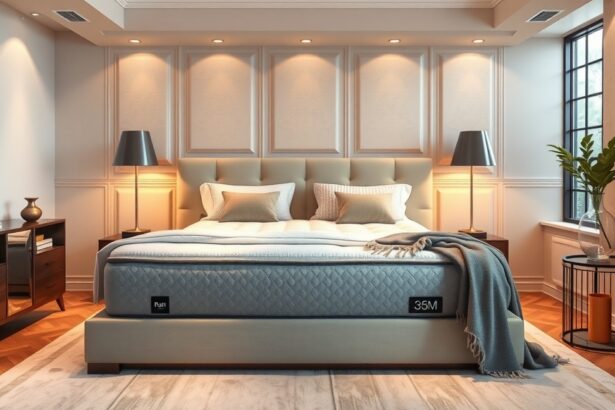 Modern matrac egy stílusos hálószobában, kényelmes dizájn