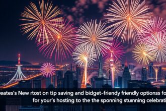 Tűzijáték a város fölött újév ünnepén