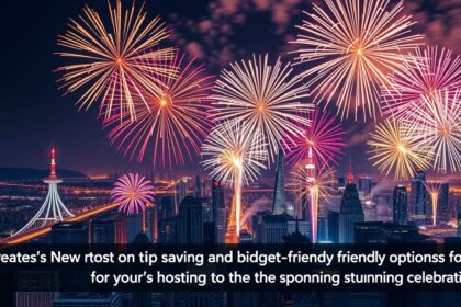 Tűzijáték a város fölött újév ünnepén