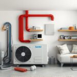 Hőszivattyú fűtési rendszer egy modern lakásban.