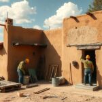 Vályogház felújítása, mesterek tartanak karbantartási munkákat