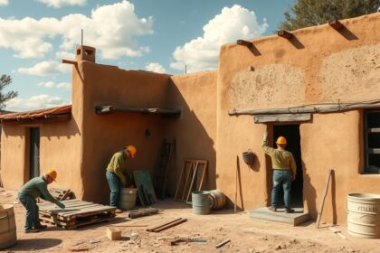 Vályogház felújítása, mesterek tartanak karbantartási munkákat