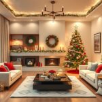 Karácsonyi dekorációs ötletek modern nappaliban.