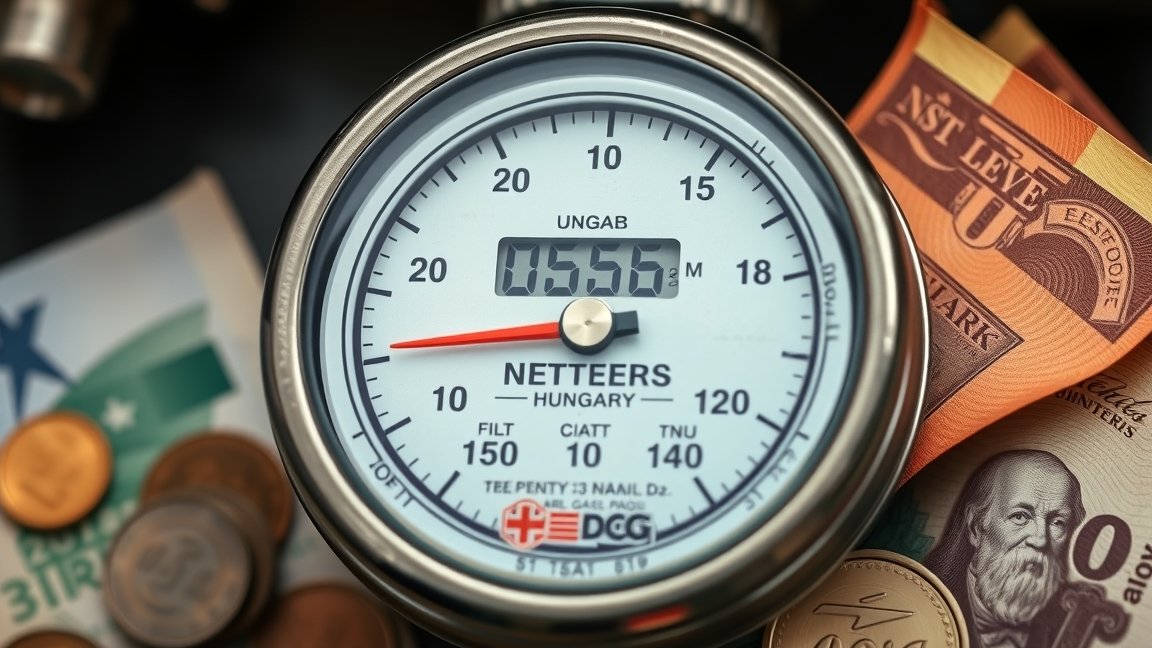 Földgáz mérőóra Magyarországon, pénzérmékkel és bankjegyekkel