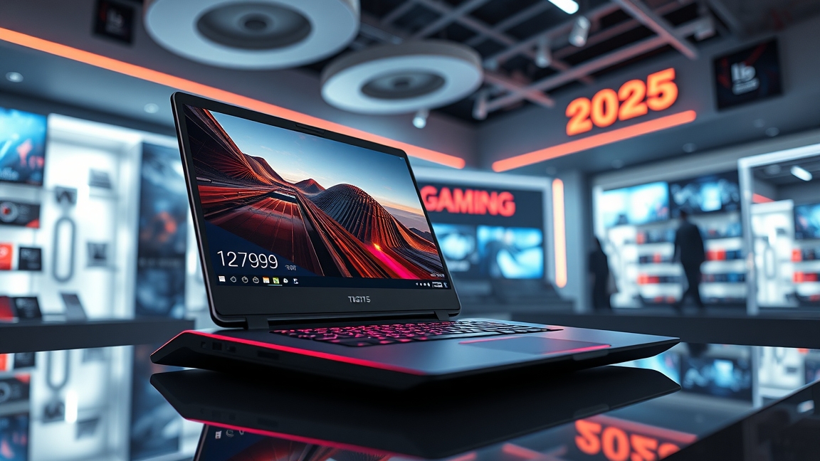 Gamer laptop kiállításon, 2025-ös árkategóriával