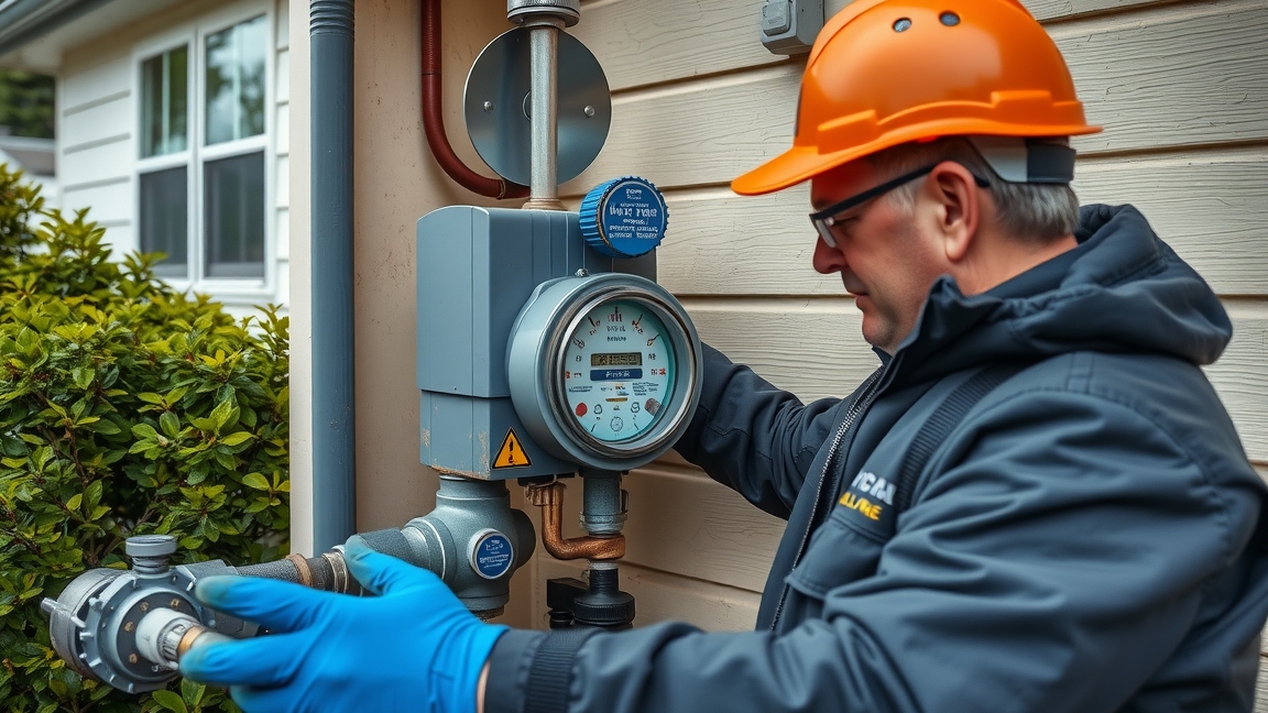 Gázóra felszerelése egy szakember által