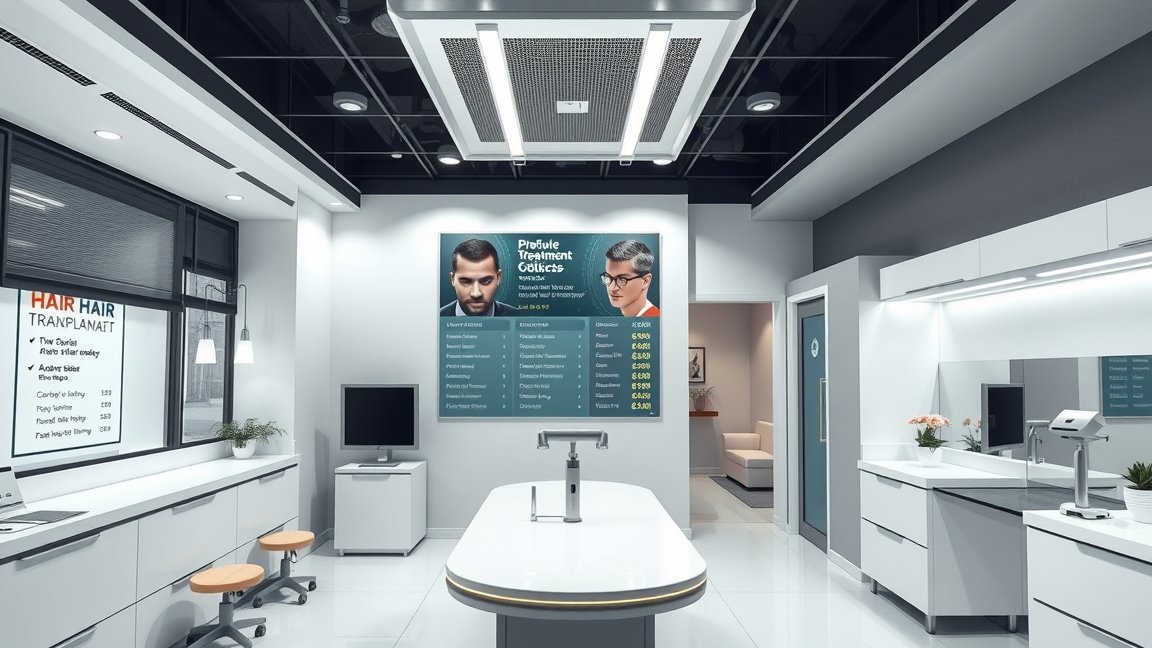 Modern hajbeültető klinika belső tere