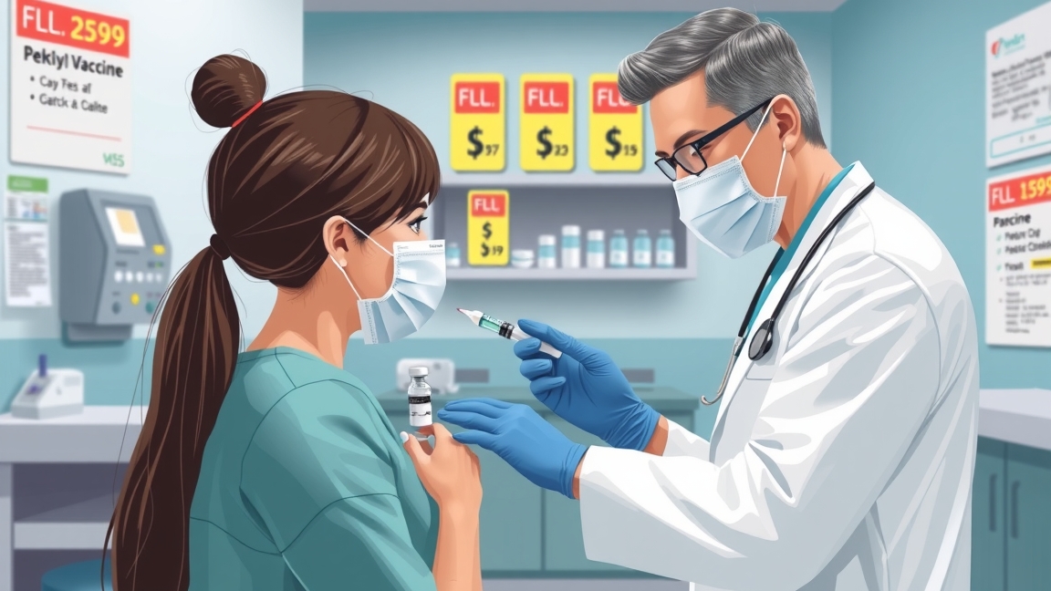 Orvos influenza elleni védőoltást ad egy páciensnek