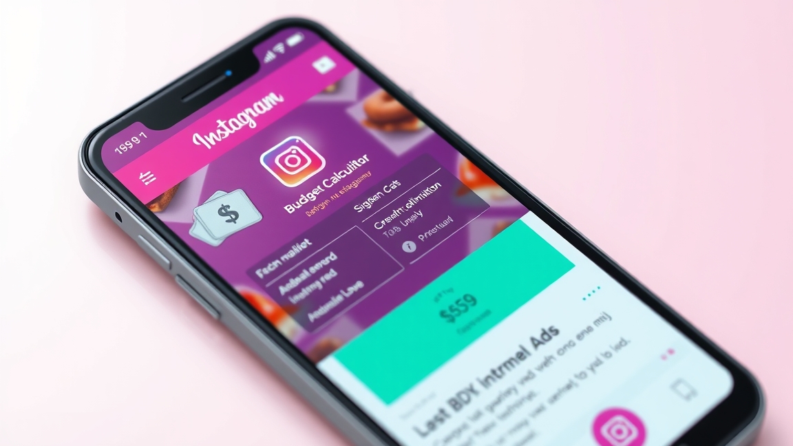 Instagram hirdetési költség számító alkalmazás képernyője telefonon.