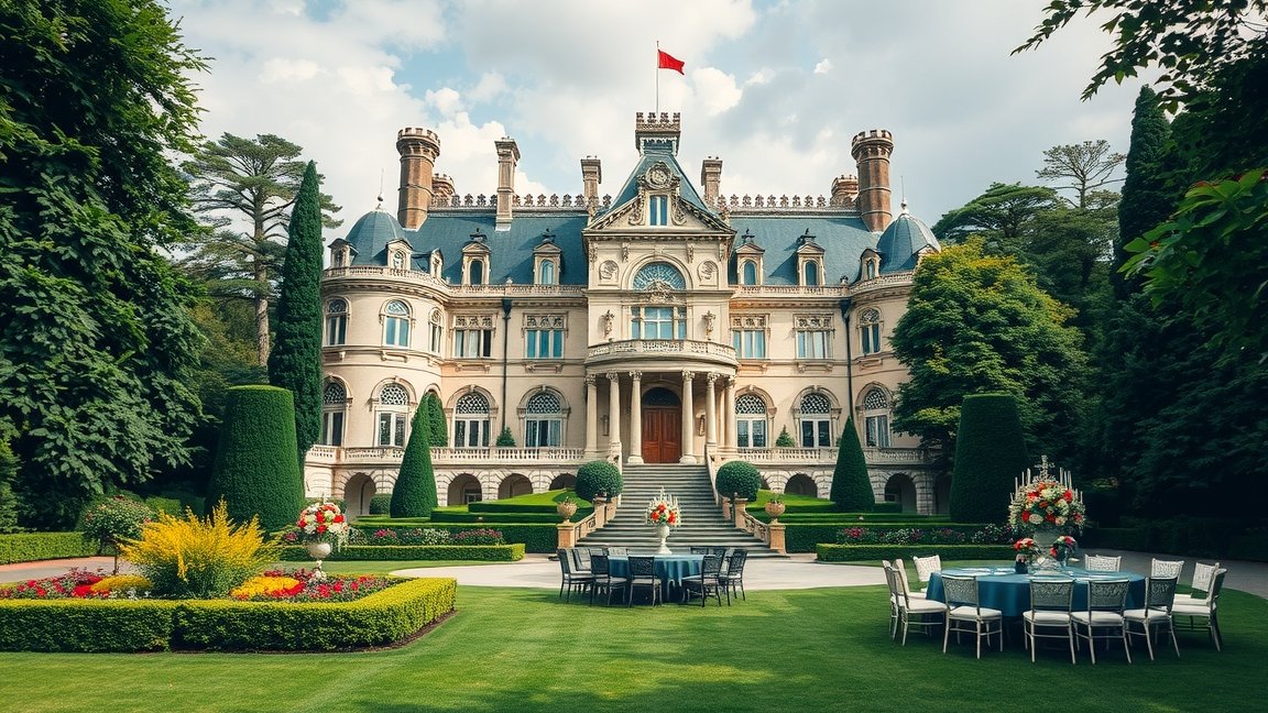 Elegáns kastély és gyönyörű kert esküvői rendezvényhez