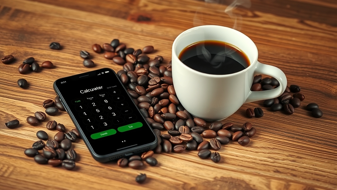 Reggeli kávé és kalkulátor a költségek kiszámításához