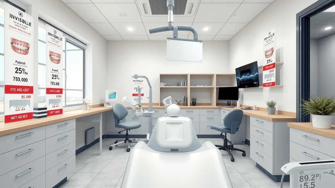 Modern fogászat belső tér láthatatlan fogszabályozóval.