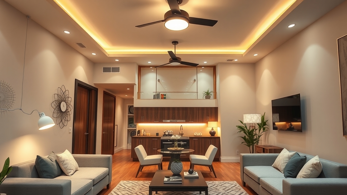 Modern LED világítás egy elegáns nappaliban