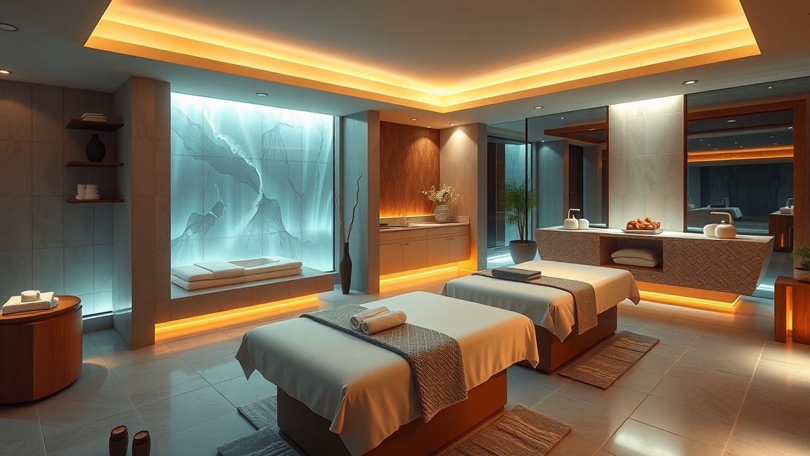 Modern wellness masszázs szoba pihenéshez és kényeztetéshez