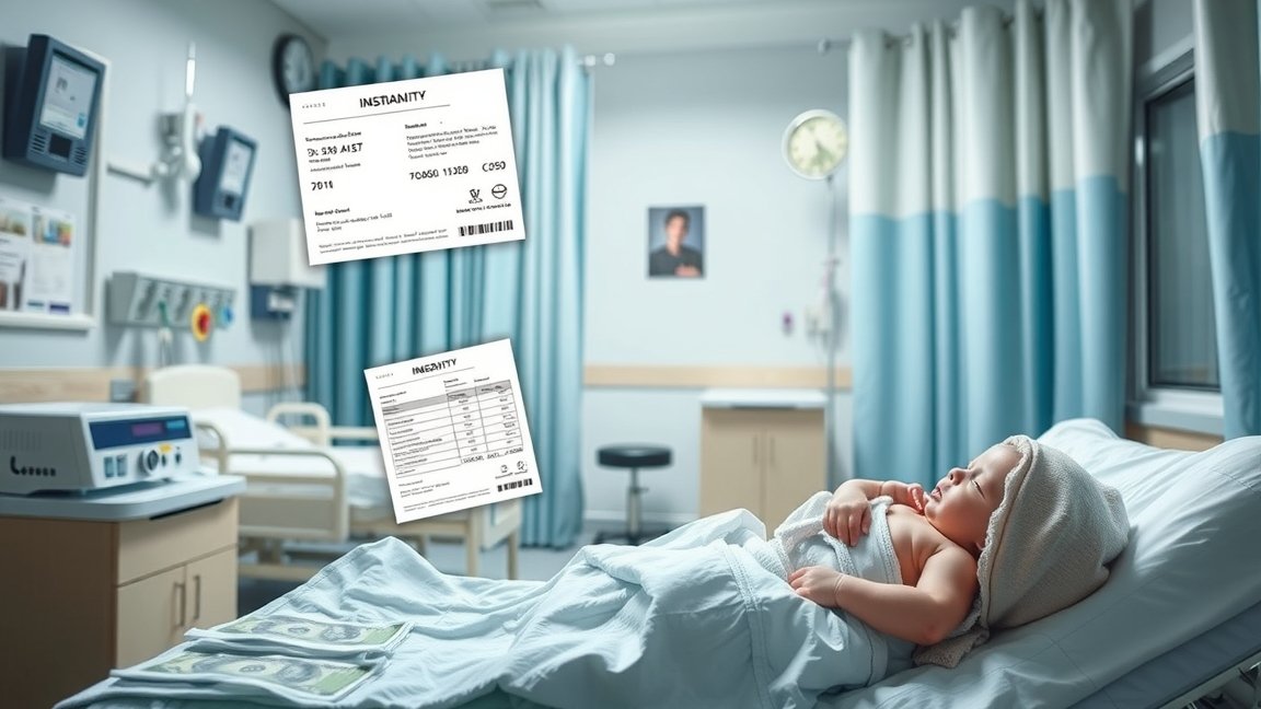 Újszülött egy kórházi ágyon, szülés költségei